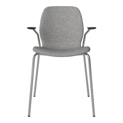 Chaise de salle à manger Seed avec accoudoirs ouverts - Rembourrée - Base chromée