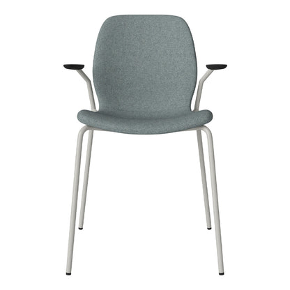 Chaise de salle à manger Seed avec accoudoirs ouverts - Rembourrée - Base en acier, laquée grise
