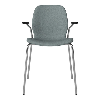 Chaise de salle à manger Seed avec accoudoirs ouverts - Rembourrée - Base chromée