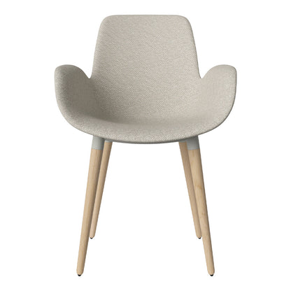 Fauteuil de salle à manger Seed - Rembourré - Piètement en chêne huilé, pigmenté blanc