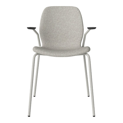 Chaise de salle à manger Seed avec accoudoirs ouverts - Rembourrée - Base en acier, laquée grise
