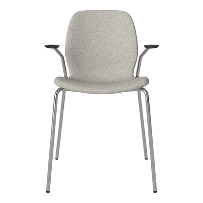 Chaise de salle à manger Seed avec accoudoirs ouverts - Rembourrée - Base chromée