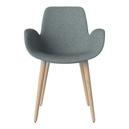 Fauteuil de salle à manger Seed - Rembourré - Piètement en chêne huilé, pigmenté blanc