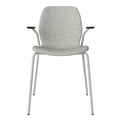 Chaise de salle à manger Seed avec accoudoirs ouverts - Rembourrée - Base en acier, laquée grise