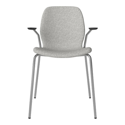 Chaise de salle à manger Seed avec accoudoirs ouverts - Rembourrée - Base chromée