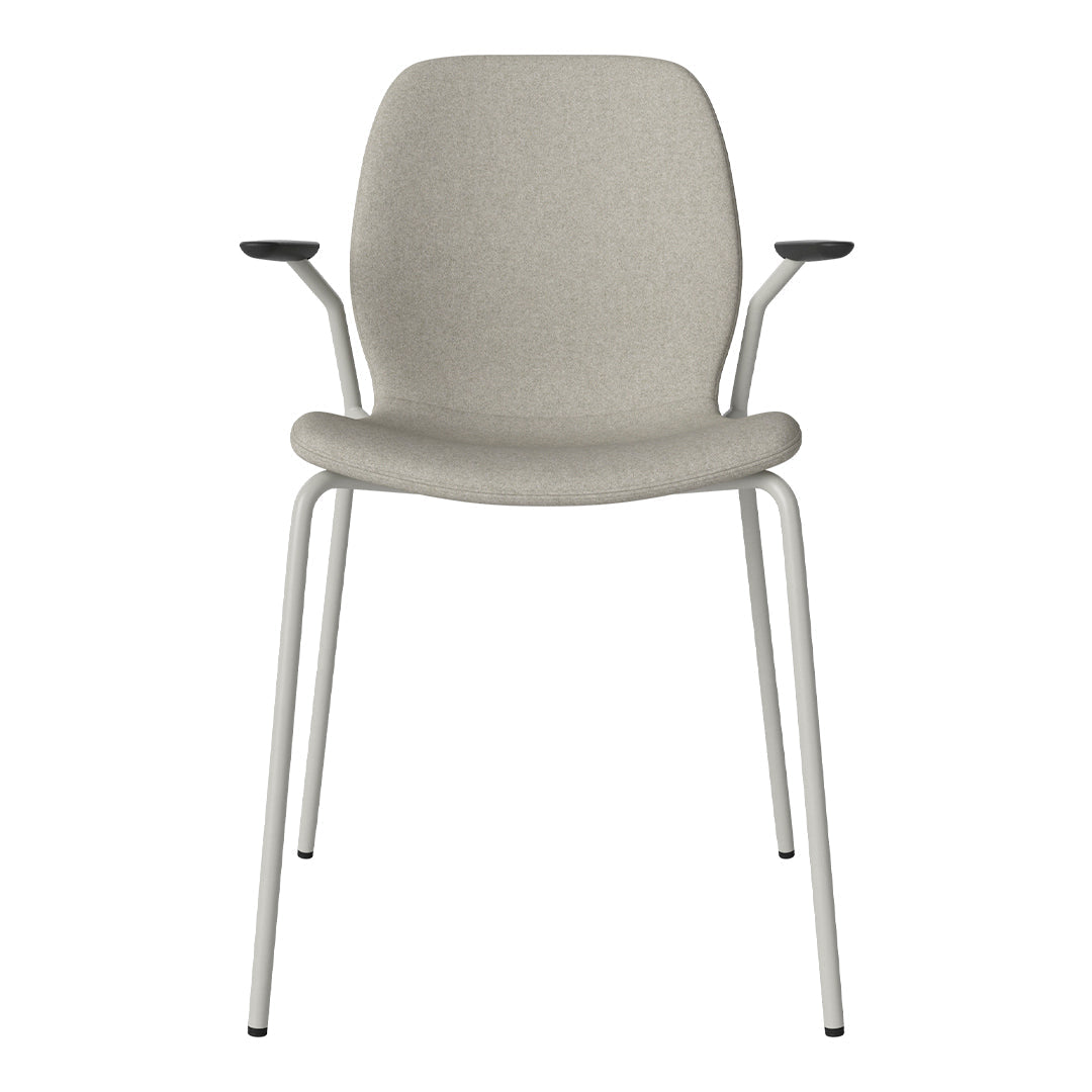 Chaise de salle à manger Seed avec accoudoirs ouverts - Rembourrée - Base en acier, laquée grise
