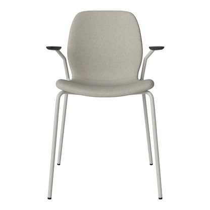 Chaise de salle à manger Seed avec accoudoirs ouverts - Rembourrée - Base en acier, laquée grise