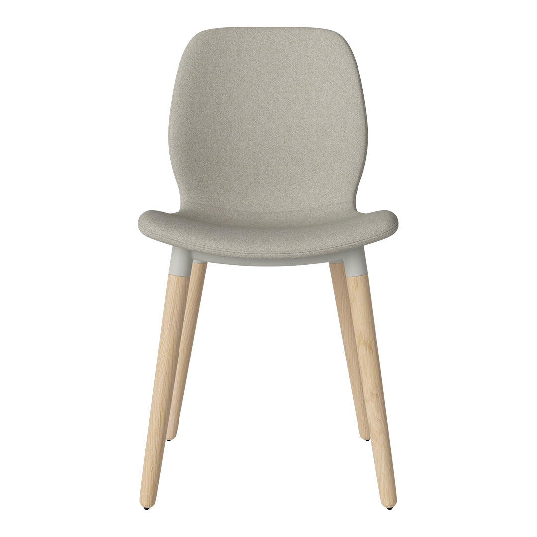 Chaise de salle à manger Seed - Rembourrée - Piètement en chêne huilé, pigmenté blanc