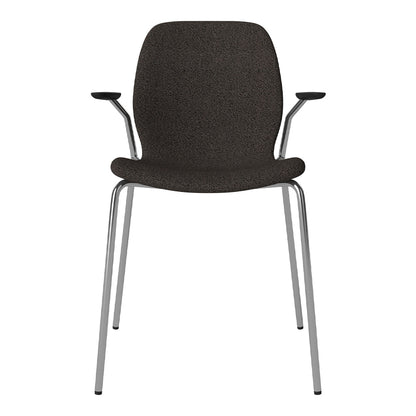 Chaise de salle à manger Seed avec accoudoirs ouverts - Rembourrée - Base chromée