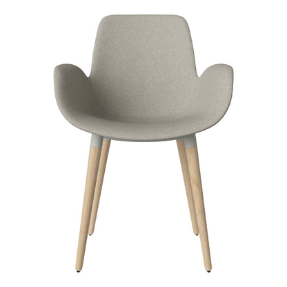 Fauteuil de salle à manger Seed - Rembourré - Piètement en chêne huilé, pigmenté blanc