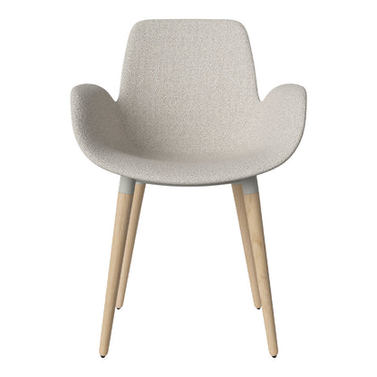 Fauteuil de salle à manger Seed - Rembourré - Piètement en chêne huilé, pigmenté blanc