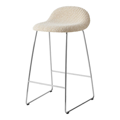 Tabouret de bar Gubi 3D - Rembourré à l'avant - Piètement luge