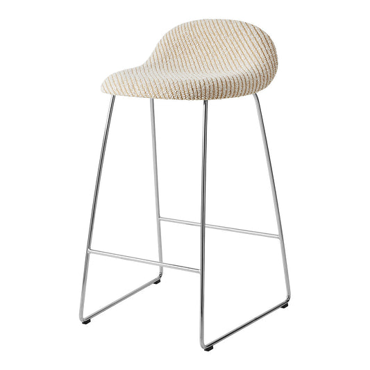 Tabouret de bar Gubi 3D - Rembourré à l'avant - Piètement luge
