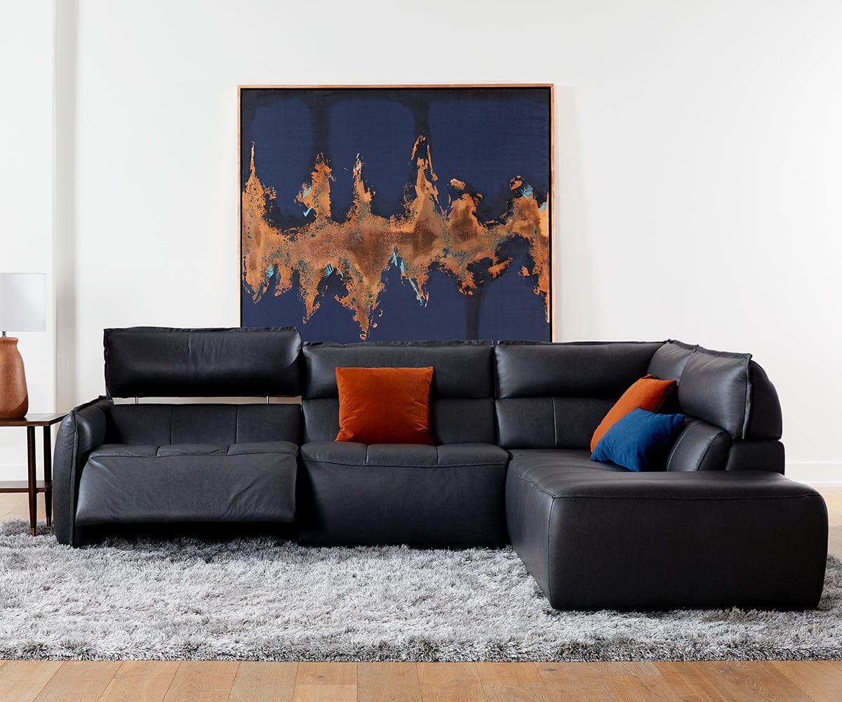 Canapé sectionnel inclinable électrique en cuir Carson