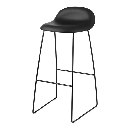 Tabouret de bar Gubi 3D - Rembourré à l'avant - Piètement luge