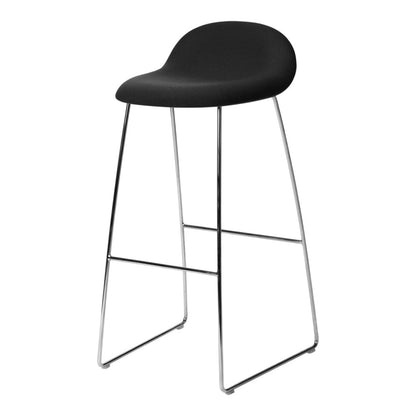 Tabouret de bar Gubi 3D - Rembourré à l'avant - Piètement luge