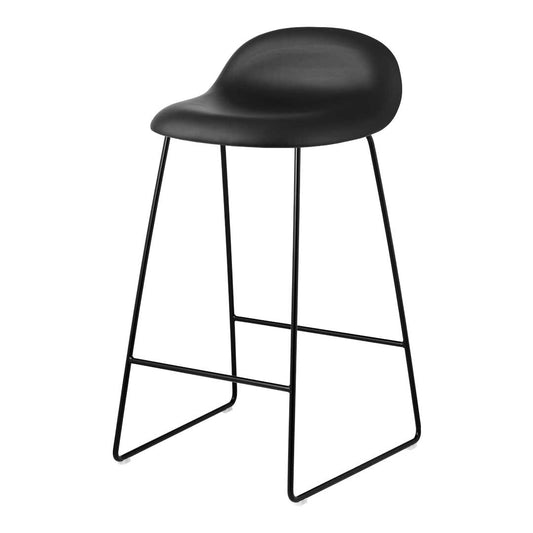 Tabouret de bar Gubi 3D - Base luge - Entièrement rembourré
