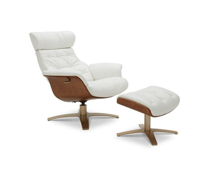 Fauteuil inclinable et ottoman en cuir Anselmo
