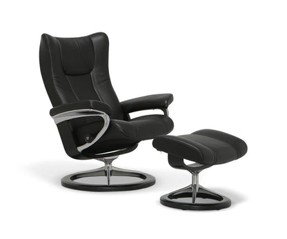 Fauteuil inclinable et ottoman Stressless® avec base Signature - Noir