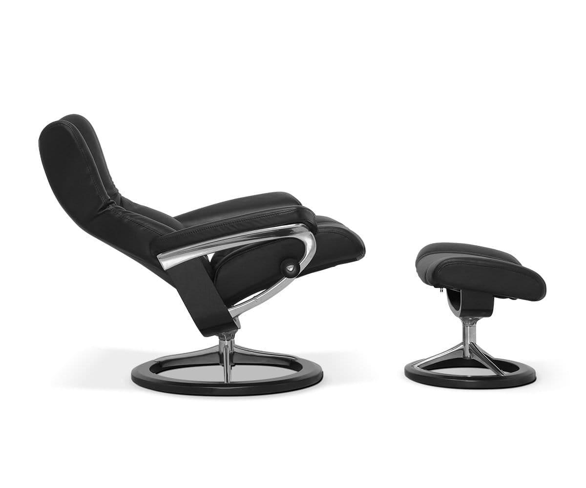 Fauteuil inclinable et ottoman Stressless® avec base Signature - Noir