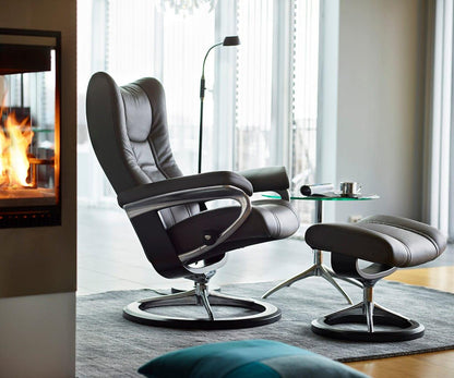 Fauteuil inclinable et ottoman Stressless® avec base Signature - Noir