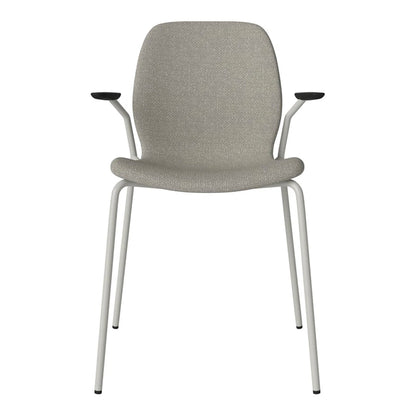 Chaise de salle à manger Seed avec accoudoirs ouverts - Rembourrée - Base en acier, laquée grise