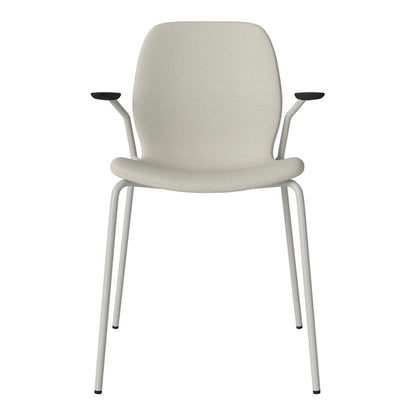 Chaise de salle à manger Seed avec accoudoirs ouverts - Rembourrée - Base en acier, laquée grise