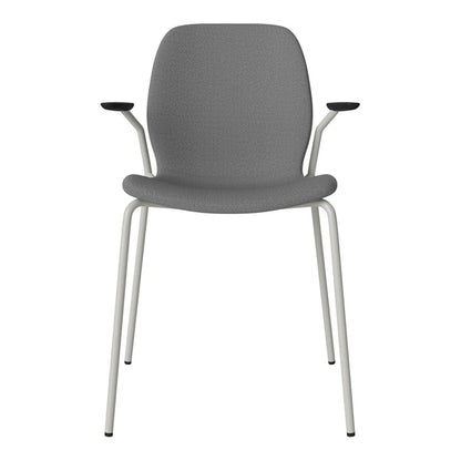 Chaise de salle à manger Seed avec accoudoirs ouverts - Rembourrée - Base en acier, laquée grise