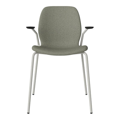 Chaise de salle à manger Seed avec accoudoirs ouverts - Rembourrée - Base en acier, laquée grise