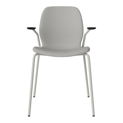 Chaise de salle à manger Seed avec accoudoirs ouverts - Rembourrée - Base en acier, laquée grise