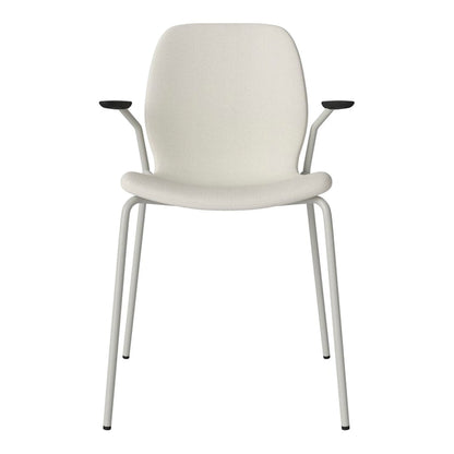 Chaise de salle à manger Seed avec accoudoirs ouverts - Rembourrée - Base en acier, laquée grise