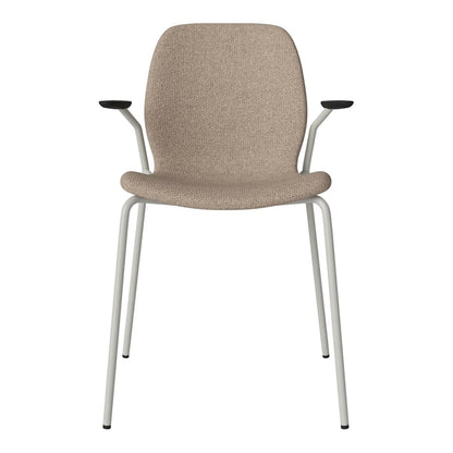 Chaise de salle à manger Seed avec accoudoirs ouverts - Rembourrée - Base en acier, laquée grise
