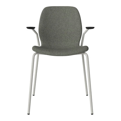 Chaise de salle à manger Seed avec accoudoirs ouverts - Rembourrée - Base en acier, laquée grise