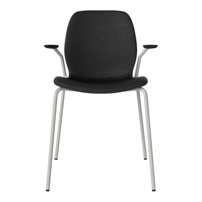 Chaise de salle à manger Seed avec accoudoirs ouverts - Rembourrée - Base en acier, laquée grise