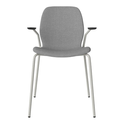 Chaise de salle à manger Seed avec accoudoirs ouverts - Rembourrée - Base en acier, laquée grise