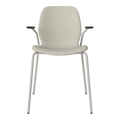 Chaise de salle à manger Seed avec accoudoirs ouverts - Rembourrée - Base en acier, laquée grise