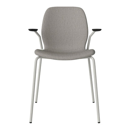 Chaise de salle à manger Seed avec accoudoirs ouverts - Rembourrée - Base en acier, laquée grise
