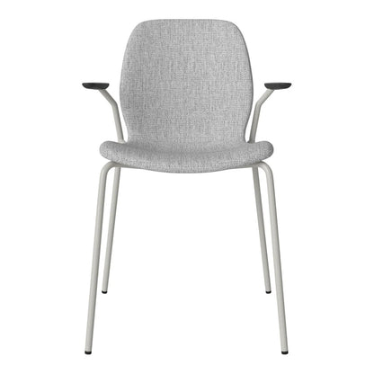 Chaise de salle à manger Seed avec accoudoirs ouverts - Rembourrée - Base en acier, laquée grise