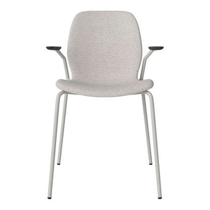 Chaise de salle à manger Seed avec accoudoirs ouverts - Rembourrée - Base en acier, laquée grise