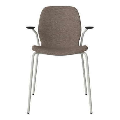 Chaise de salle à manger Seed avec accoudoirs ouverts - Rembourrée - Base en acier, laquée grise