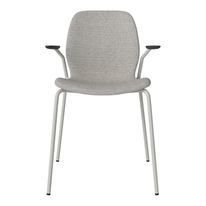 Chaise de salle à manger Seed avec accoudoirs ouverts - Rembourrée - Base en acier, laquée grise