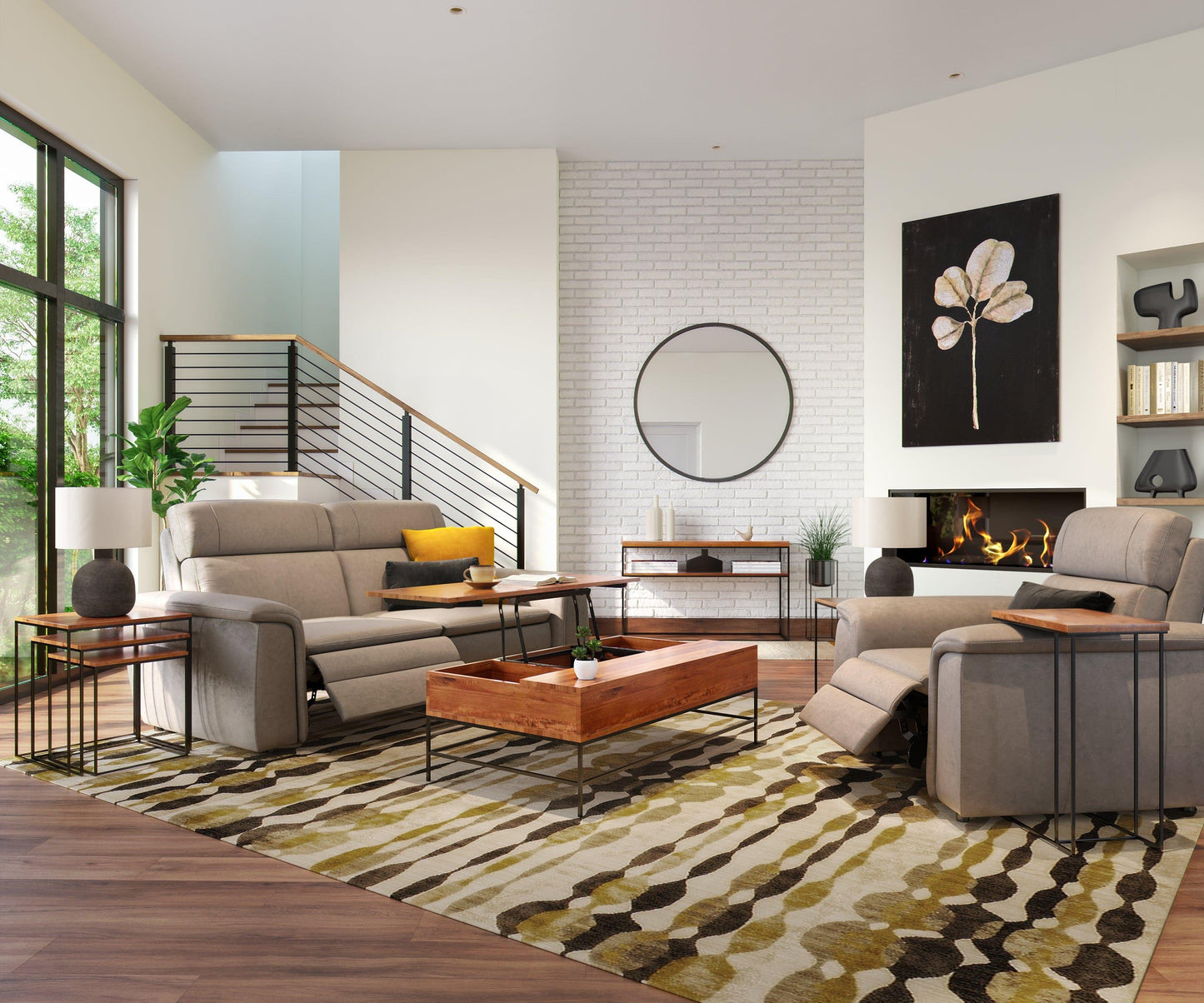 Table basse de rangement à plateau relevable Leende