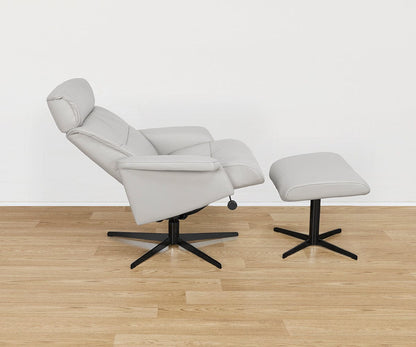Fauteuil inclinable et ottoman en cuir Leif