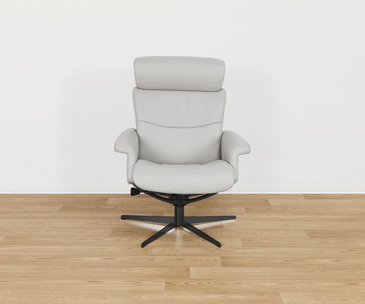 Fauteuil inclinable et ottoman en cuir Leif