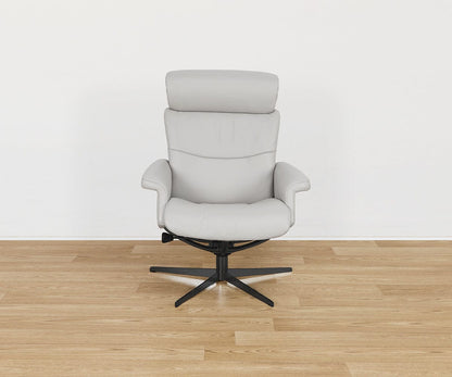 Fauteuil inclinable et ottoman en cuir Leif