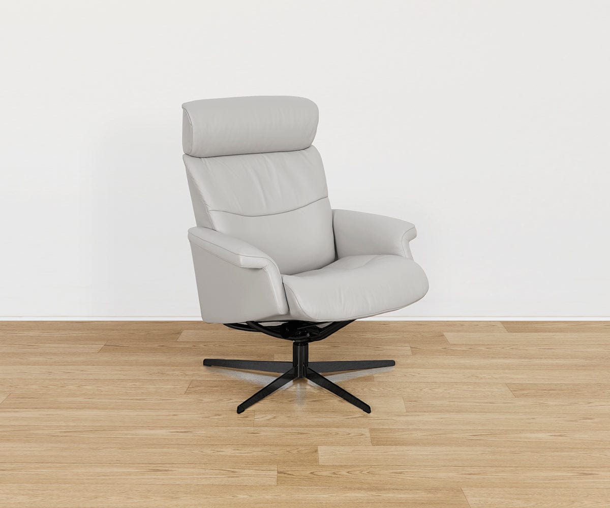 Fauteuil inclinable et ottoman en cuir Leif