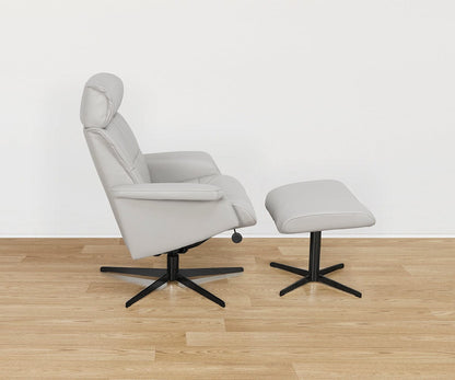 Fauteuil inclinable et ottoman en cuir Leif