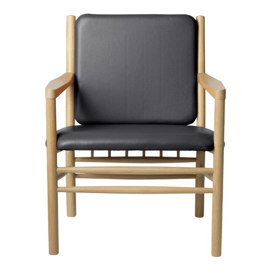 Fauteuil lounge J147 avec assise en cuir