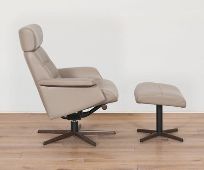 Fauteuil inclinable et ottoman en cuir Steffen