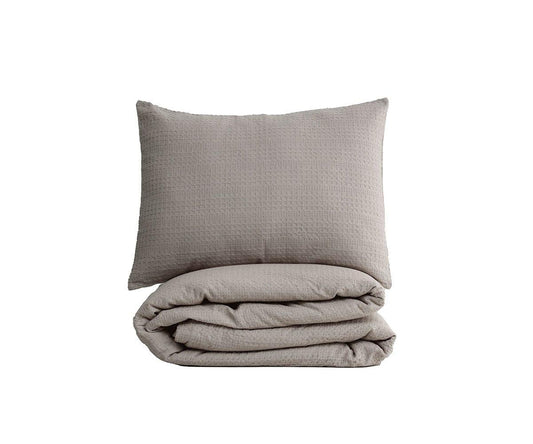 Parure housse de couette et taies d'oreiller en tissu gaufré
